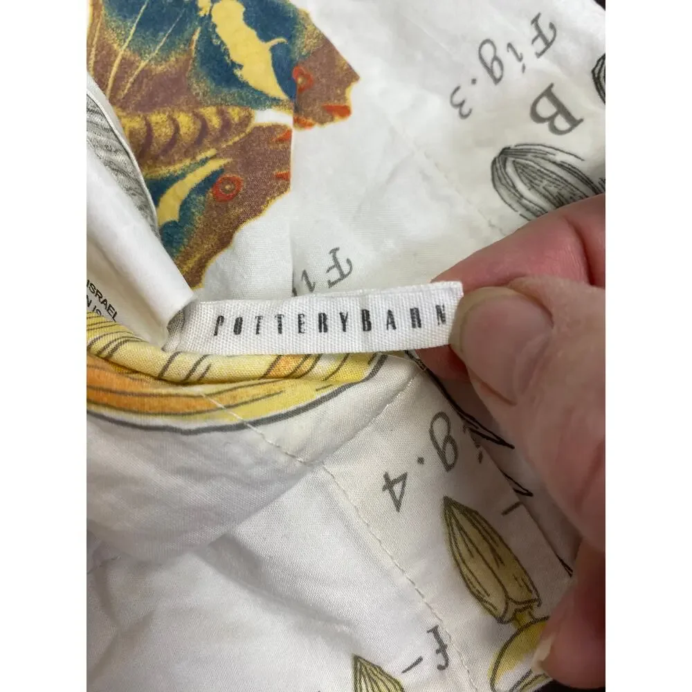 Pottery Barn Cara Sunflower EURO PILLOW SHAM, lady Bug Flower Butterflies Cotton